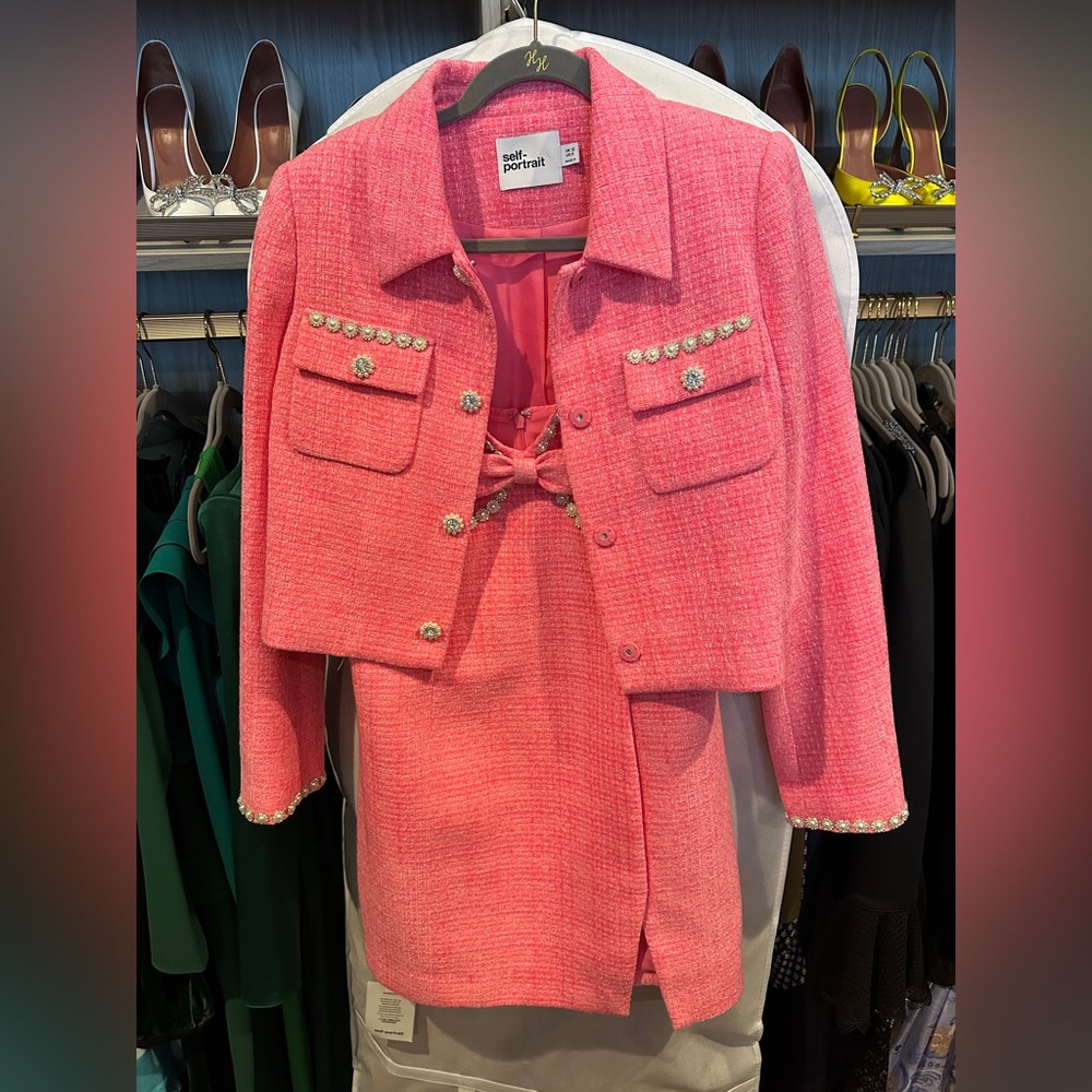 Self-Portrait Vibrant Pink Tweed Ensemble